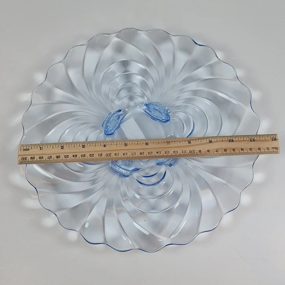 Vintage Cambridge Caprice Moonlight Blue 4-Toed Torte Plate 11.5